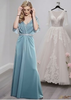 Elegant V-Neck A-Line Chiffon Mother of the Bride Dress – Prom Gown