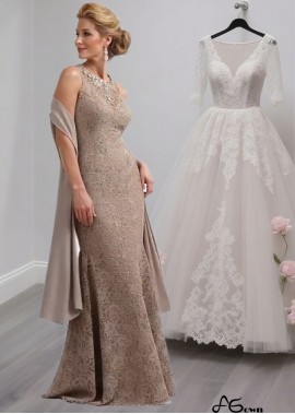 Floor Length Lace Mother of the Bride Dress – Jewel Neck Sheath Evening Gown