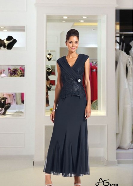 Elegant V-Neck Chiffon Ankle-Length Formal Dress for Wedding or Evening