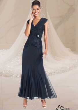 Elegant V-Neck Chiffon Ankle-Length Formal Dress for Wedding or Evening