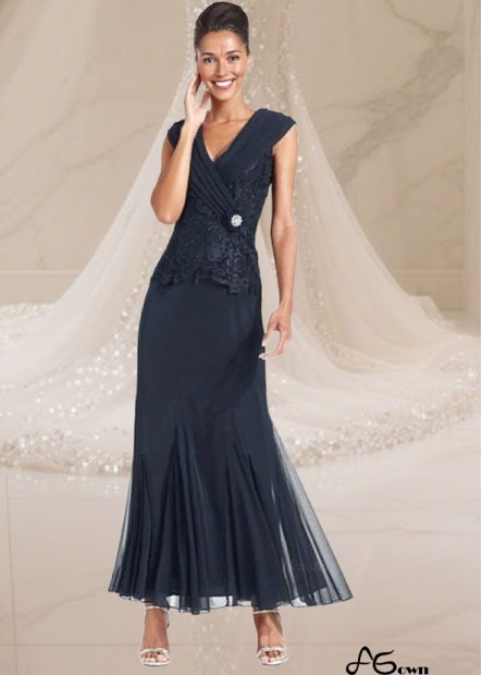 Elegant V-Neck Chiffon Ankle-Length Formal Dress for Wedding or Evening