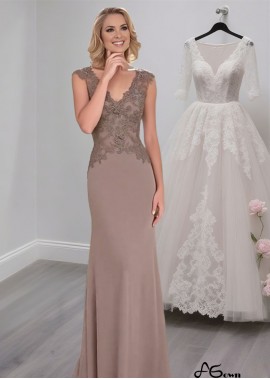 V-Neck Mother of the Bride Dress – Full Length Sheath Gown with Cap Sleeves