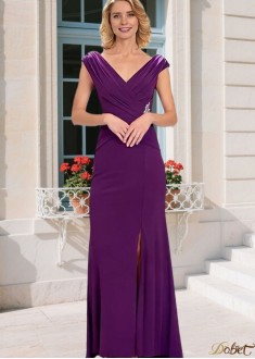 Purple Chiffon V Neck Mother of the Bride Dress