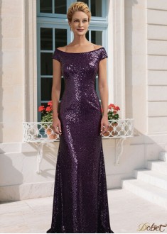 Purple Sequin Lace Mother of the Bride Dress with Cap Sleeves