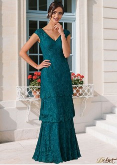 V-Neck Lace Mother of the Bride Dress