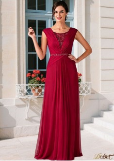 Chiffon Scoop Neck Mother of the Bride Dress Sheath Cap Sleeve