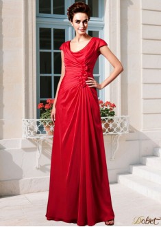 Chiffon Scoop Neck Mother of the Bride Dress A-Line Cap Sleeve