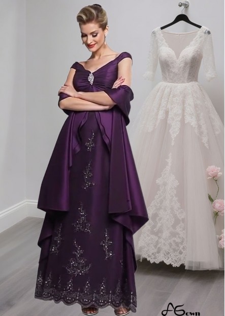 Chiffon V-Neck Mother of the Bride Outfits – Floor Length A-Line Elegant Gown
