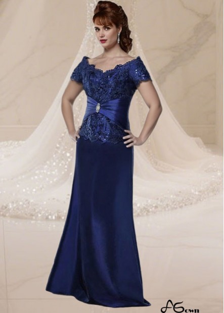 Off-the-Shoulder Stretch Satin A-Line Full-Length Mother of the Bride Dress