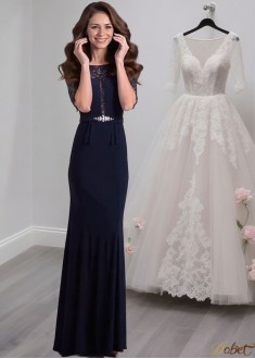 Lace Short Sleeve Mother of the Bride Dress – Sheath Eveing Gowns Online