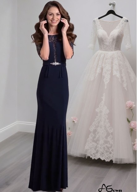 Lace Short Sleeve Mother of the Bride Dress – Sheath Eveing Gowns Online