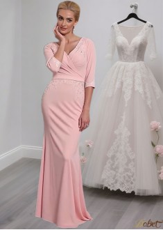 Full Length Chiffon V-Neck Mother of the Bride Dress for Formal Occasions