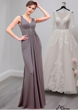 Elegant Full-Length Chiffon V-Neck Mother of the Bride Dress with Ruched