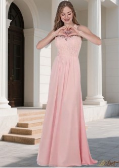 Elegant Jewel Neckline Lace Tulle A-Line Bridesmaid Dress – Full Length Sleeveless Gown