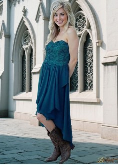 Sweetheart Neck Chiffon Hi-Lo Bridesmaid Dress | Sleeveless A-Line Gown