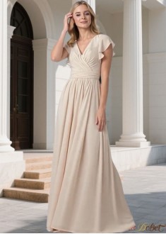 Elegant V-Neck Chiffon Bridesmaid Dresses UK | A-Line Long Bridesmaid Gowns for Weddings