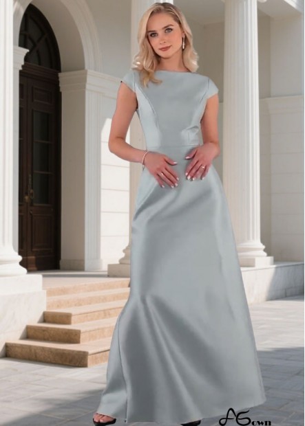 Elegant Satin Full Length Bridesmaid Dress with Bateau Neckline