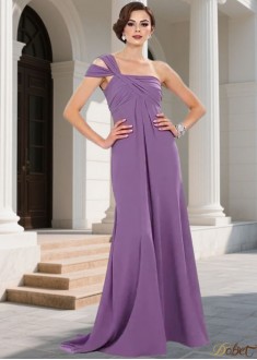 Elegant One Shoulder Bridesmaid Dress A Line Empire Waist Full Length