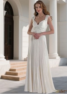 Elegant White Prom Dress – V Neck A Line Floor Length Gowns UK