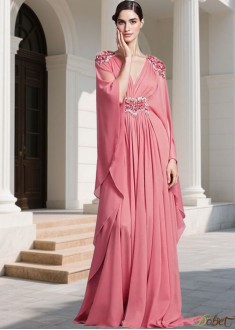 Elegant Chiffon Women Prom Party Dress – Floor Length Pleated Gowns UK