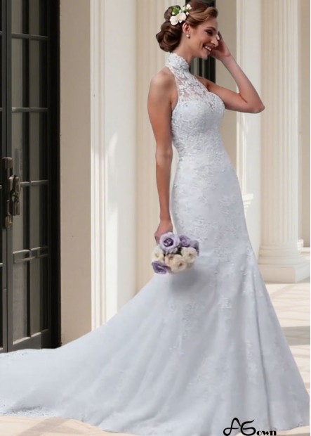High Neck Lace Wedding Dresses – Sleeveless Tulle Bridal Gown