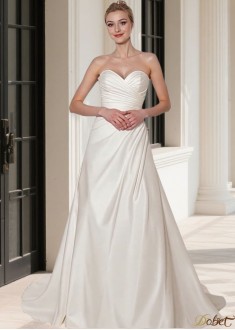 Elegant Organza Satin Sweetheart A-Line Wedding Dress with Chapel Train