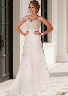Lace V Neck Wedding Dress