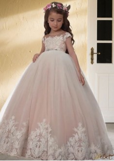 Floor Length Tulle Flower Girl Dress – Classic Ball Gown for Weddings