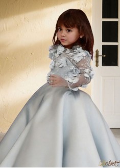 Tulle & Satin Flower Girl Dress – Floor-Length Ball Gown