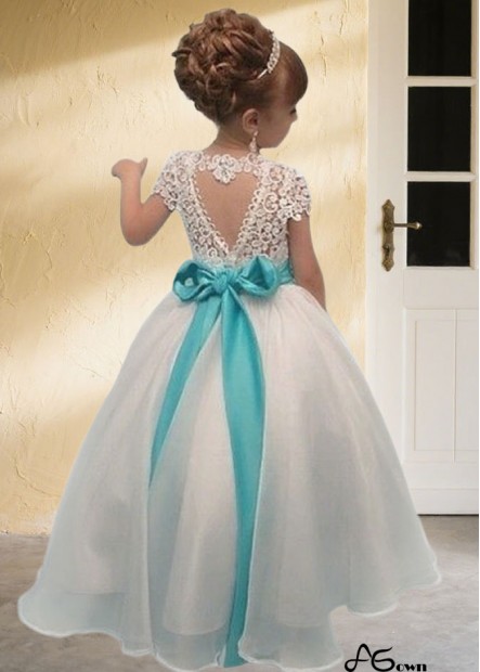 White Organza Lace Flower Girl Dresses with Appliques Cheap