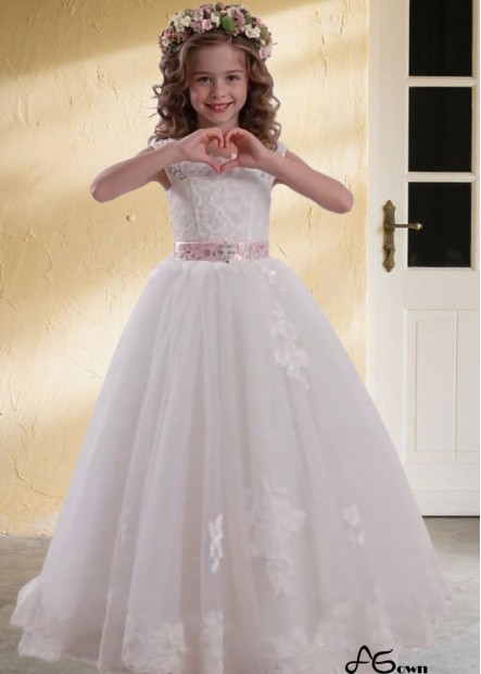 White Tulle & Satin Flower Girl Dresses & Gowns for Wedding