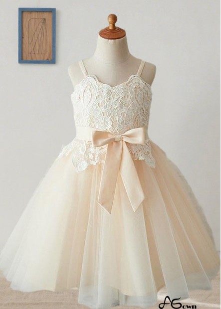 Tulle A Line Knee-Length Flower Girl Dresses for Weddings & Parties