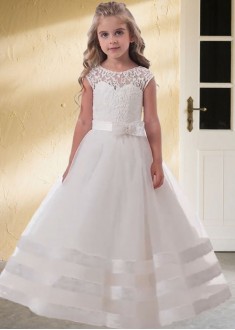 Lace & Tulle Flower Girl Dress | Ball Gown Floor-Length Wedding Outfit