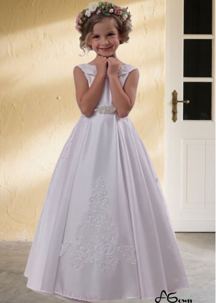 White Flower Girl Dresses – Little Gril Gowns with Appliques