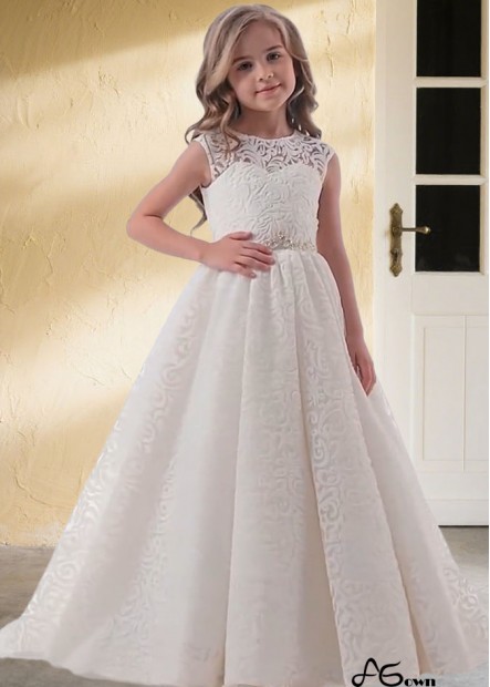 Cheap White Lace Floor Length Flower Girl Dresses for Wedding