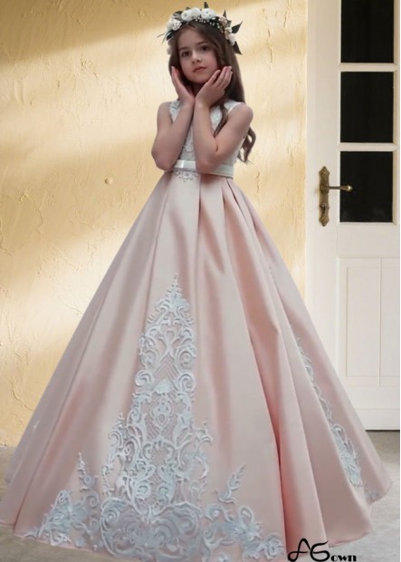 Elegant Satin Ball Gown Floor Length Flower Girl Dress for Weddings