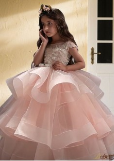 Pink Tulle Ball Gown Flower Girl Dress