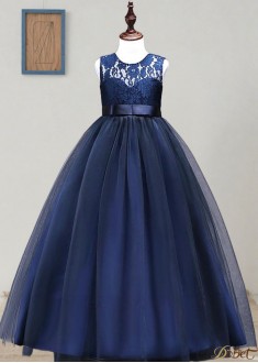 Tulle and Lace A-Line Flower Girl Dresses Floor Length