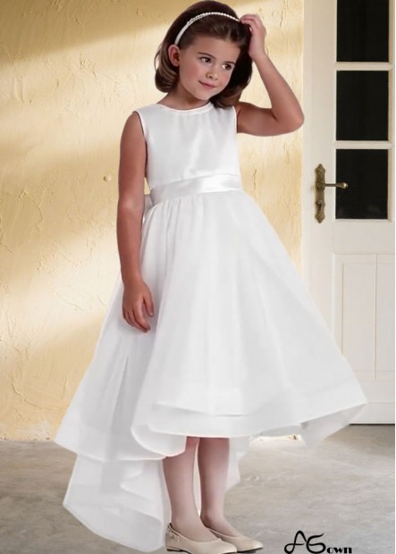 White Tulle Hi-Lo A-Line Flower Girl Dresses UK Sale