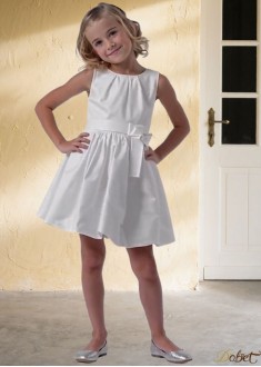 Elegant White A-Line Knee Length Flower Girl Dress – Perfect for Weddings