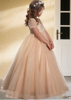 Tulle & Net Flower Girl Ball Gown – Elegant Wedding Occasion Dresses
