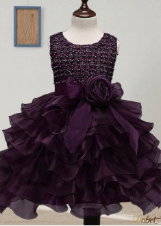 Purple Organza Flower Girl Dresses – Ankle Length Ball Gown UK