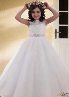 Elegant Lace & Tulle A Line Floor Length Flower Girl Dresses