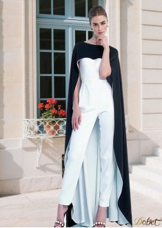Elegant Scoop Neckline Sheath Pantsuits – Ankle Length Evening Suits