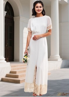 Elegant Chiffon Scoop Neck Bridesmaid Dresses UK with Appliques