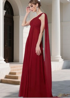 Elegant One Shoulder Empire Waist Chiffon Bridesmaid Dress for Wedding Party