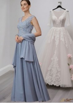 Sleeveless V-Neck Mother of the Bride Dresses with Appliques