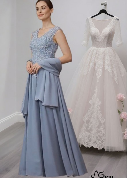 Sleeveless V-Neck Mother of the Bride Dresses with Appliques
