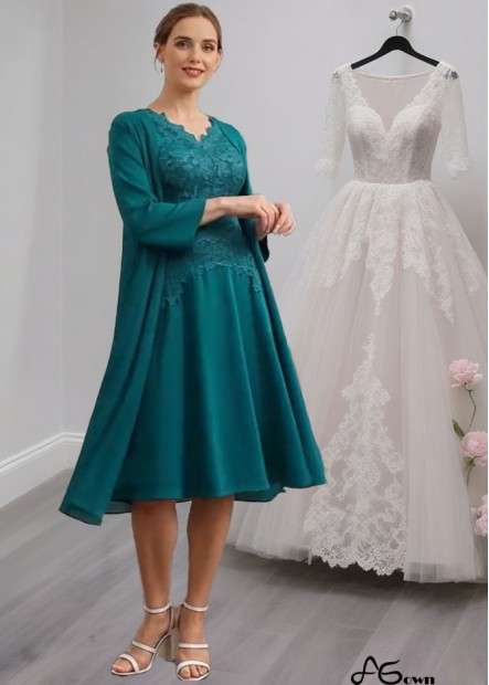 Knee-Length Mother of the Bride Dress with Jacket and Short Sleeves