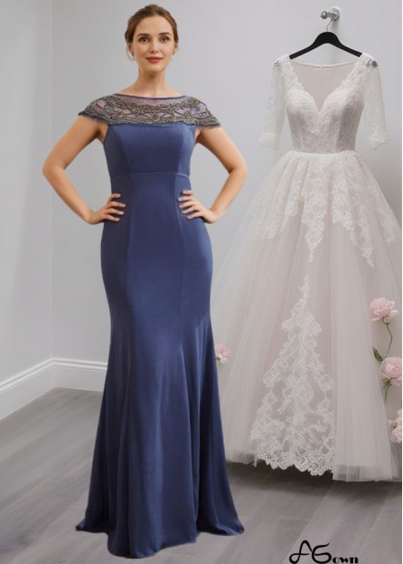Chiffon Mother of the Bride Dress with Beading and Cap Sleeves